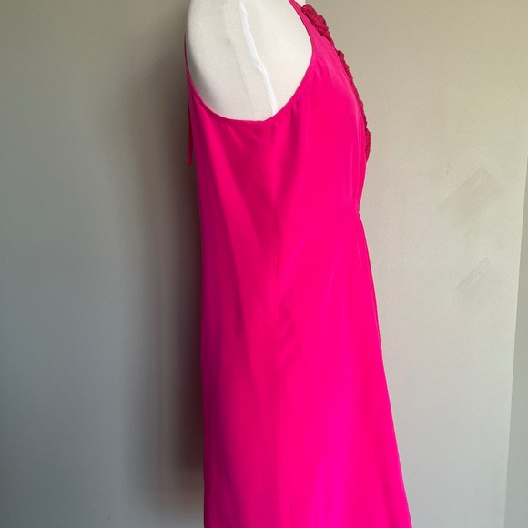 TRINA TURK Silk Rope-Trim Sleeveless Mini Cocktail Summer Party Dress Hot Pink - Picture 3 of 11